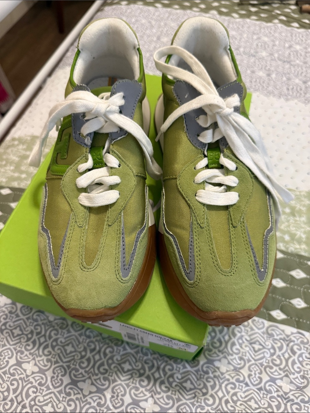 Sam Edelman Olive Green & Gray Athletic Sneakers- worn twice